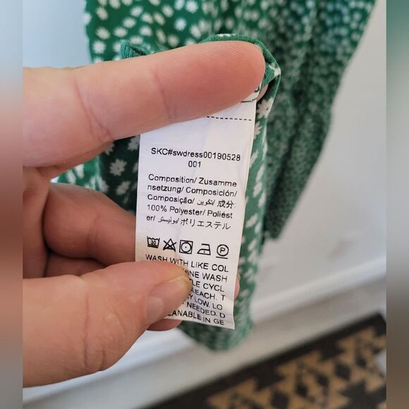 Plus Size 1X Wrap Dress Tiered Midi Green Polkadot Cottage Pastoral Maiden Fairy - Picture 6 of 6